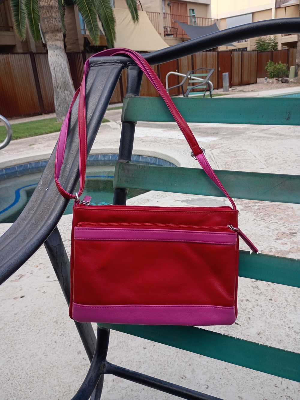 Classic Two-Tone Red and Pink Shoulder Bag